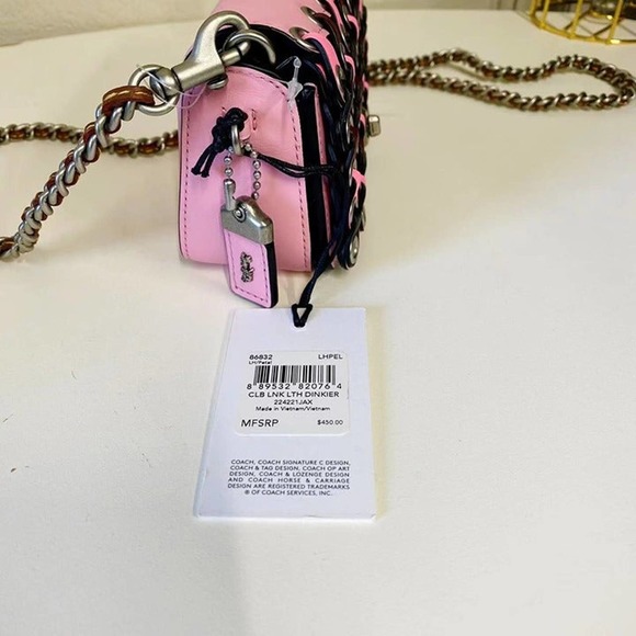 COACH 86832 DINKIER WITH COLORBLOCK COACH LINK IN PETAL/LIGHT ANTIQUE NICKEL - Picture 9 of 9